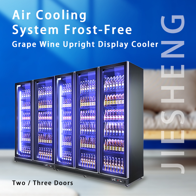 Three Glass Door Upright Display Wine Showcase Cooler