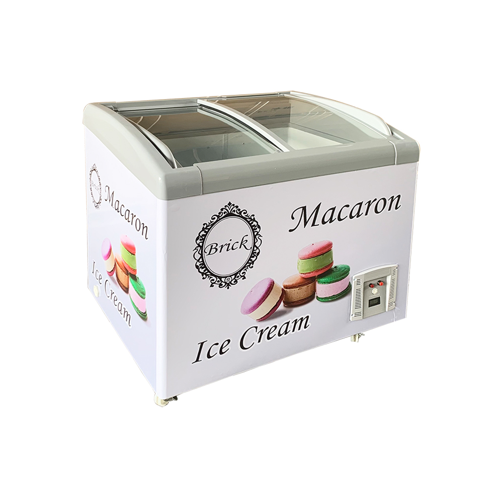 Congelador horizontal doble comercial para helados con puerta corrediza de vidrio