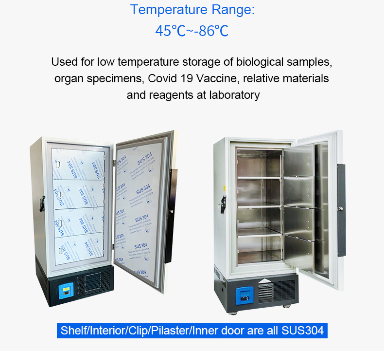 Vertical Low Temperature Medical Deep Freezer for Laboratory