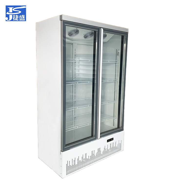 Supermarket Double Glass Door Upright Display Cooler